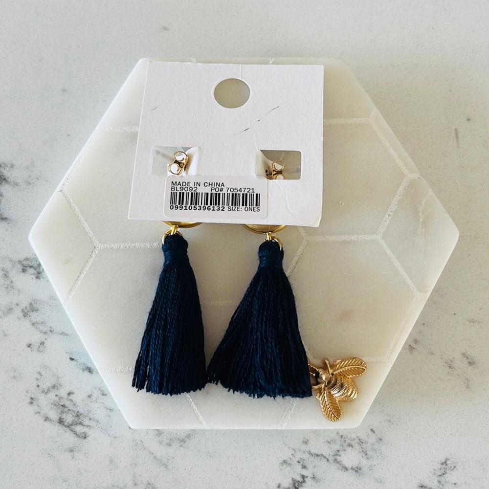 Madewell Lantern Navy blue Tassel Earrings - Picture 3 of 9